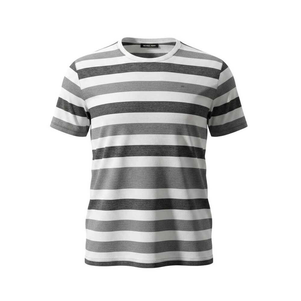 Michael Kors Men's Gray White Striped Logo Crewneck T-Shirt XL